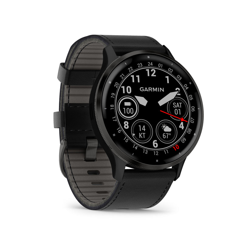 Garmin Venu® 3 Black Leather + Black Silicon Band, 45mm, Slate stainless steel bezel, Smartwatch