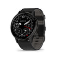 Garmin Venu® 3 Black Leather + Black Silicon Band, 45mm, Slate stainless steel bezel, Smartwatch