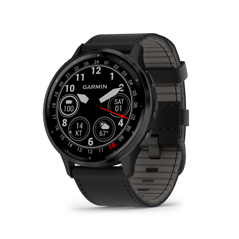 Garmin Venu® 3 Black Leather + Black Silicon Band, 45mm, Slate stainless steel bezel, Smartwatch