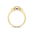Amethyst & Diamond Octangonal 3 Stone Ring