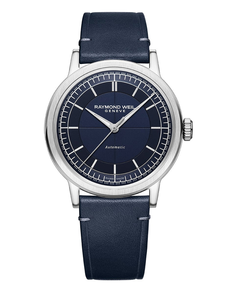 Raymond Weil Millesime Automatic Blue Leather Strap 39.5mm Watch