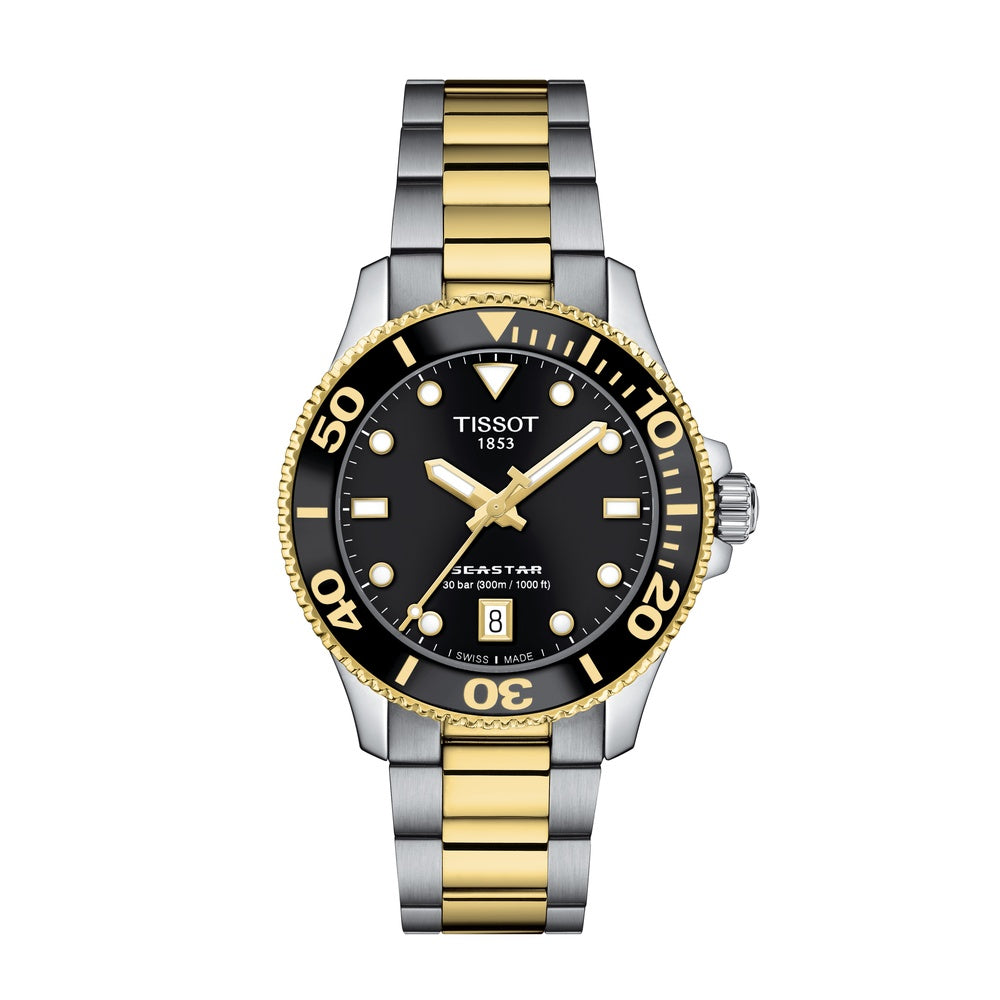 Tissot Seastar 1000 Black & Gold 36mm Watch T1202102205100