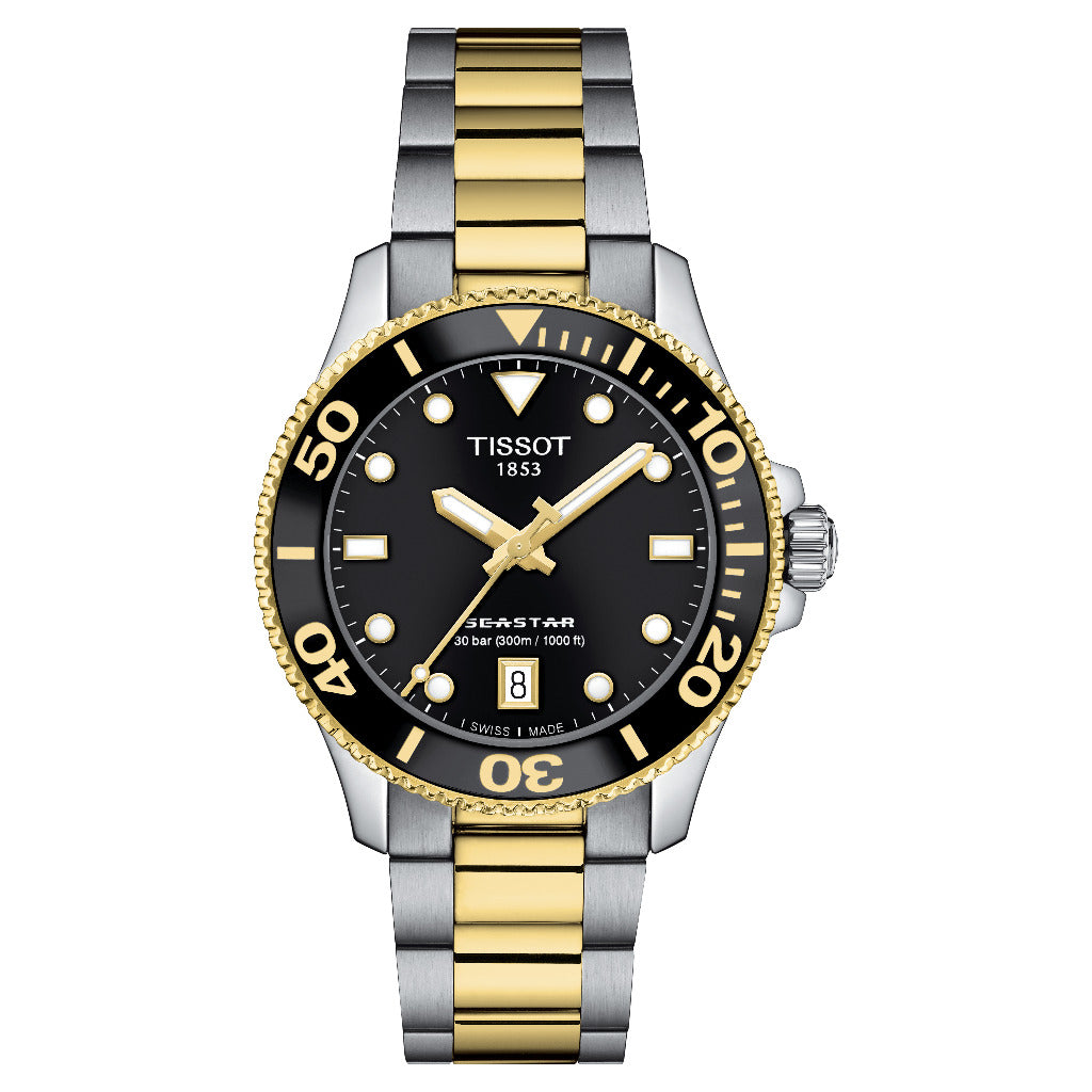 Tissot Seastar 1000 Black & Gold 36mm Watch T1202102205100