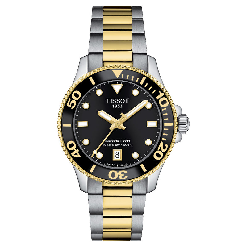 Tissot Seastar 1000 Black & Gold 36mm Watch T1202102205100