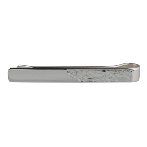 Silver 6x55mm hand engraved Tie Slide
