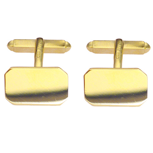 9ct Yellow Gold 18x12mm plain cut corner swivel Cufflinks