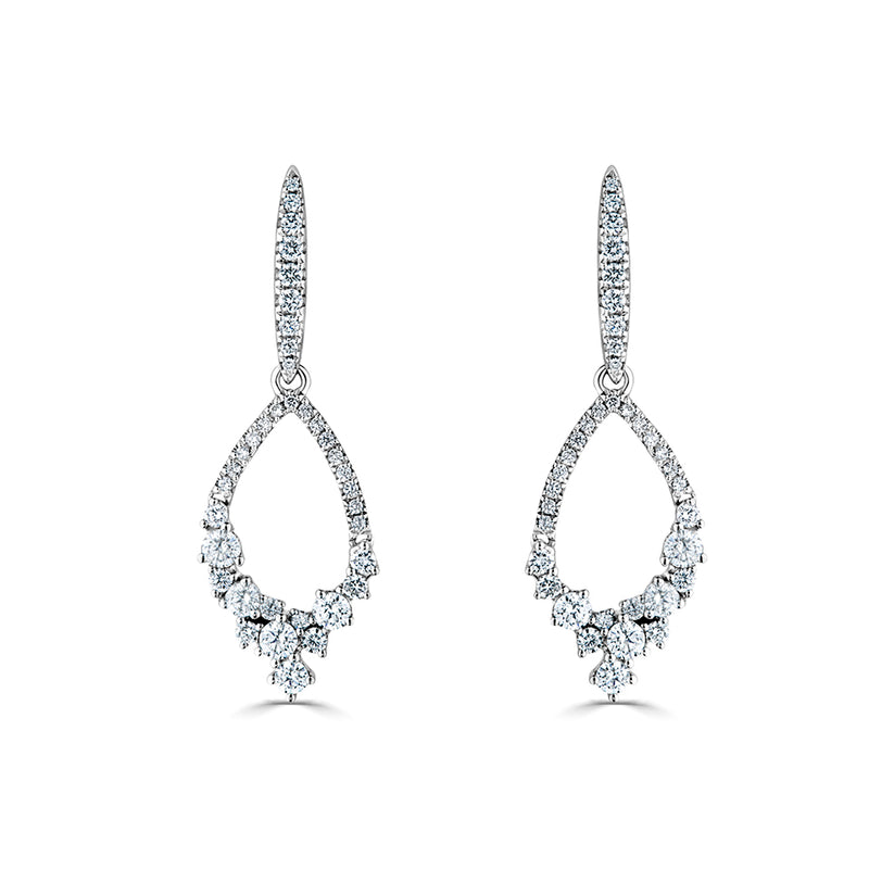 Diamond 18ct White Gold Drop Circle Earrings