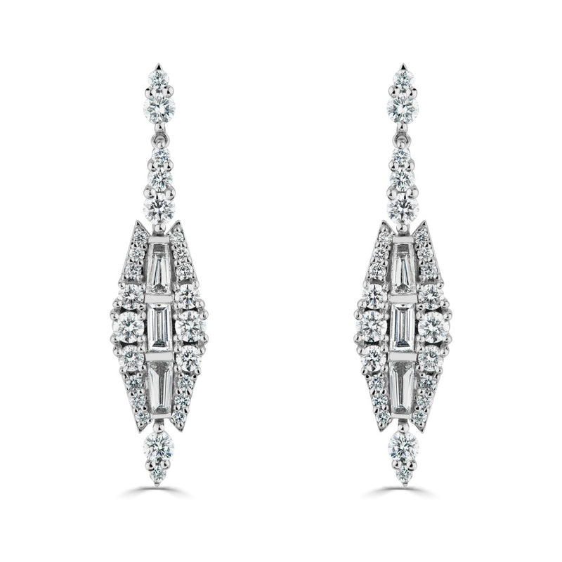 Diamond 18ct White Gold Drop Shaped Earrings