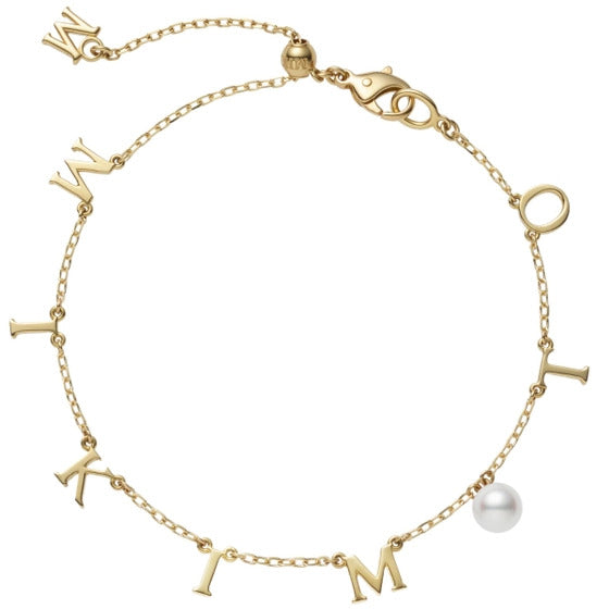 Mikimoto Akoya Cultured Pearl Charm Bracelet in 18K Yellow Gold PD 272 K