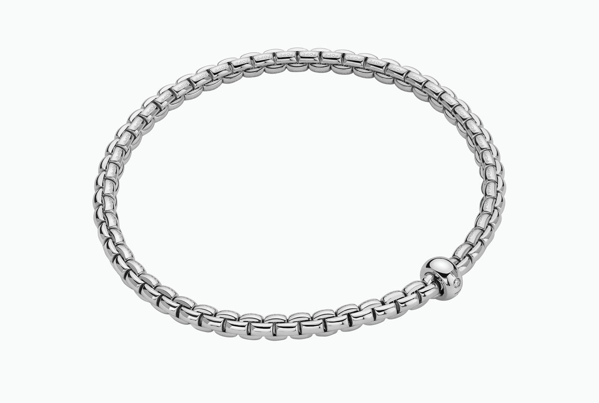 Fope EKA Flex'it 18ct White Gold Bracelet with a Single Diamond