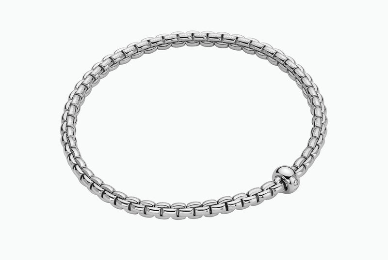 Fope EKA Flex'it 18ct White Gold Bracelet with a Single Diamond