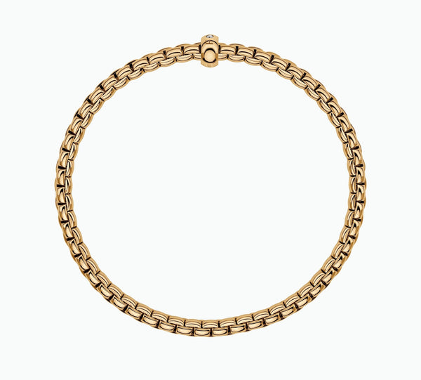 Fope EKA Flex'it 18ct Yellow Gold Bracelet with a Single Diamond