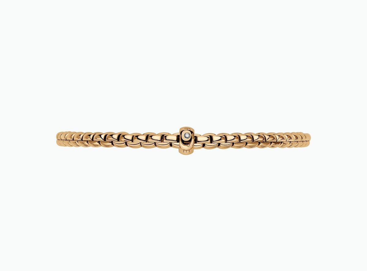 Fope EKA Flex'it 18ct Yellow Gold Bracelet with a Single Diamond