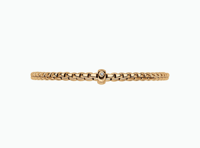 Fope EKA Flex'it 18ct Yellow Gold Bracelet with a Single Diamond
