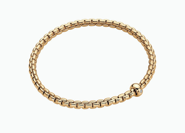 Fope EKA Flex'it 18ct Yellow Gold Bracelet with a Single Diamond