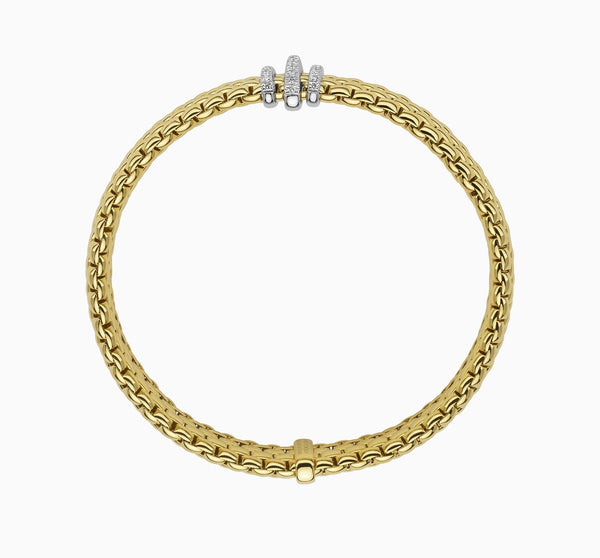 Fope Panorama Flex'it 18ct Yellow Gold Bracelet with Diamonds Pave'