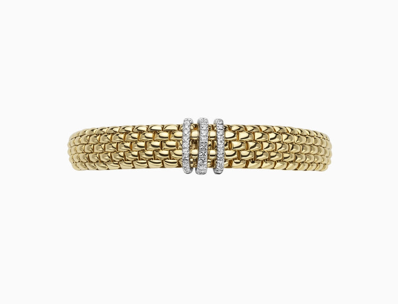 Fope Panorama Flex'it 18ct Yellow Gold Bracelet with Diamonds Pave'