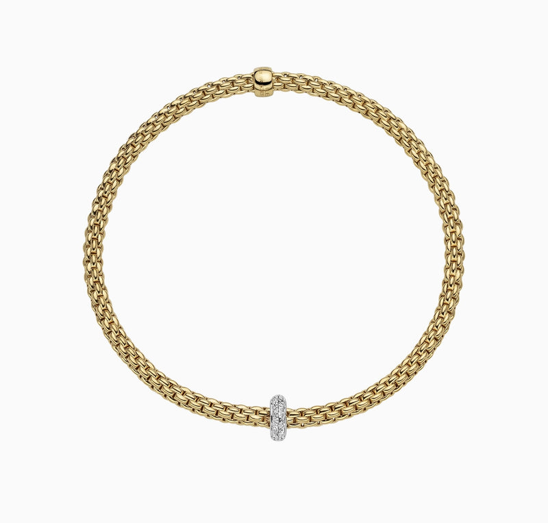 Fope Prima Flex'it 18ct Yellow Gold Bracelet with Diamonds