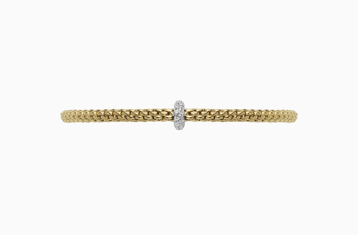 Fope Prima Flex'it 18ct Yellow Gold Bracelet with Diamonds