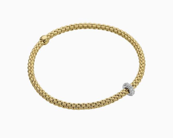 Fope Prima Flex'it 18ct Yellow Gold Bracelet with Diamonds