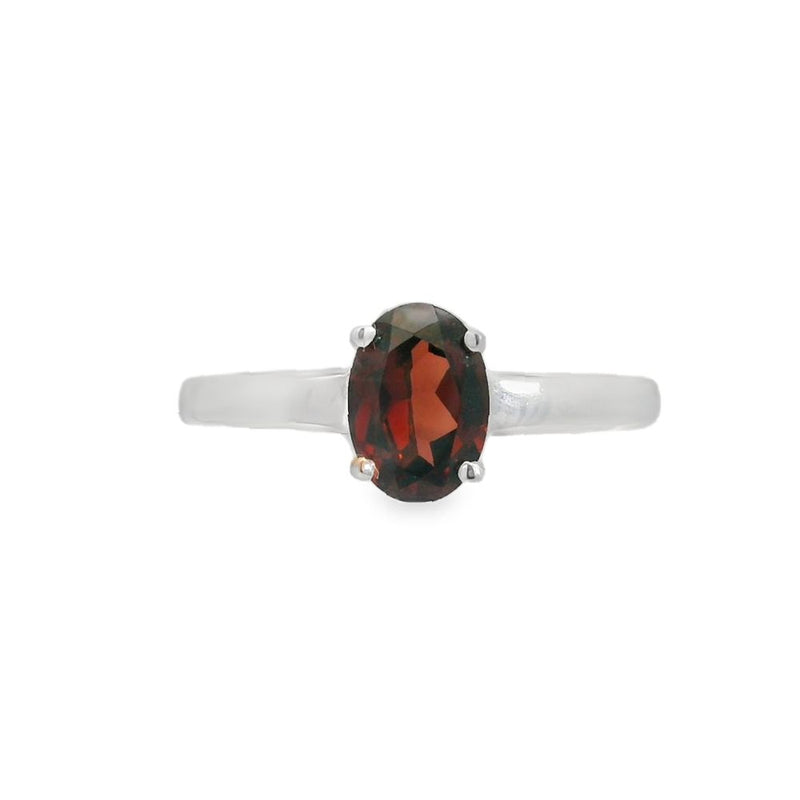 Garnet Oval 9ct White Gold Ring