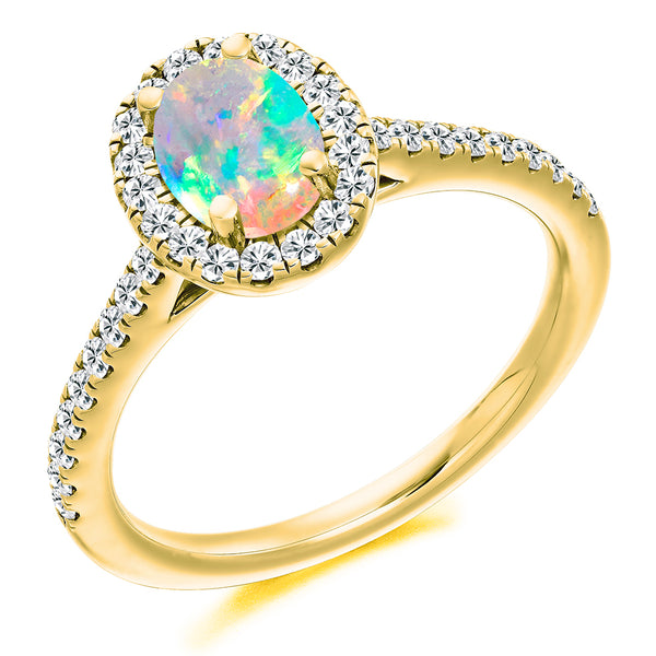 Opal & Diamond 18ct Yellow Gold Cluster Ring