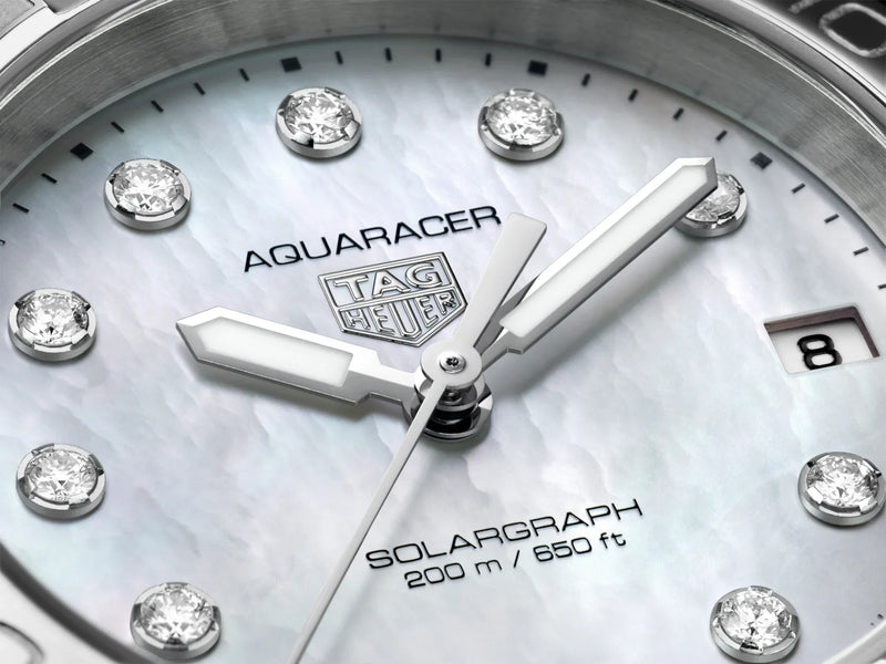 Tag Heuer Aquaracer Professional 200 Solargraph Mother of Pearl Diamond Dial 34mm WBP1313.BA0005