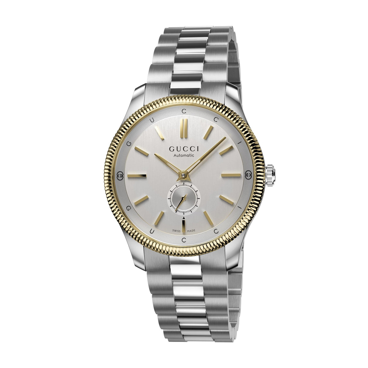 GUCCI G-Timeless Silver Dial Automatic Two Tone 40mm Watch YA126390