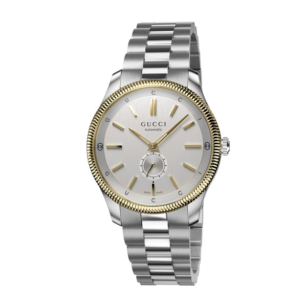 GUCCI G-Timeless Silver Dial Automatic Two Tone 40mm Watch YA126390