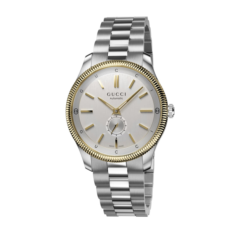 GUCCI G-Timeless Silver Dial Automatic Two Tone 40mm Watch YA126390