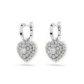Swarovski Hyperbola drop earrings, Heart, White, Rhodium plated