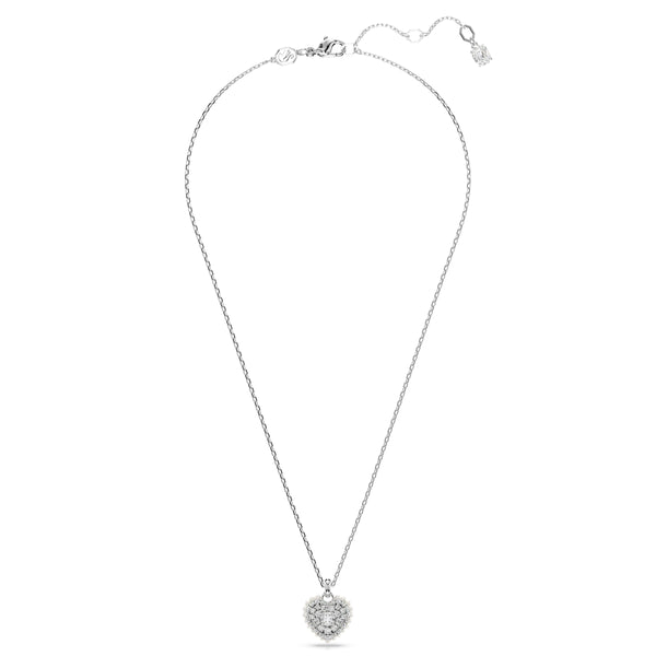 Swarovski Hyperbola pendant, Heart, White, Rhodium Plated