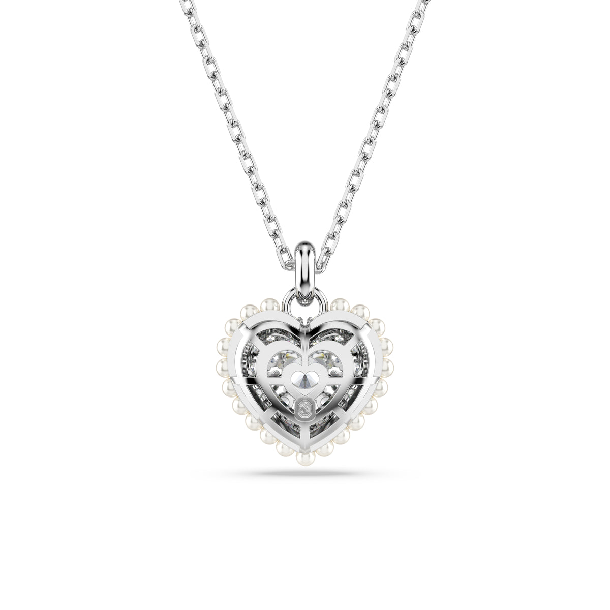 Swarovski Hyperbola pendant, Heart, White, Rhodium Plated