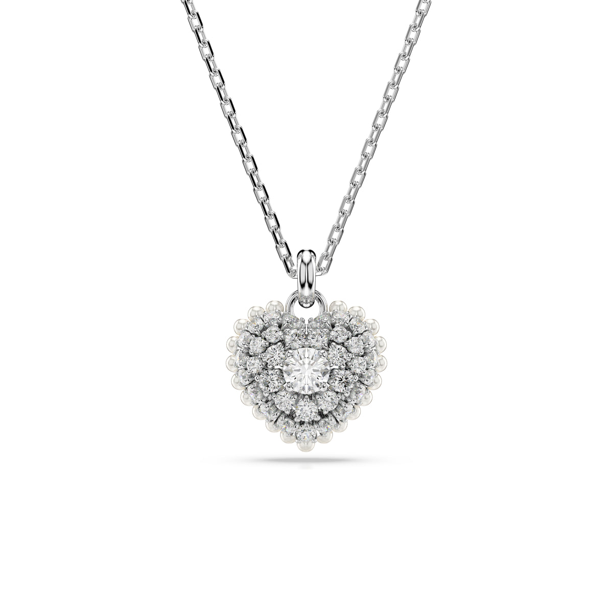 Swarovski Hyperbola pendant, Heart, White, Rhodium Plated