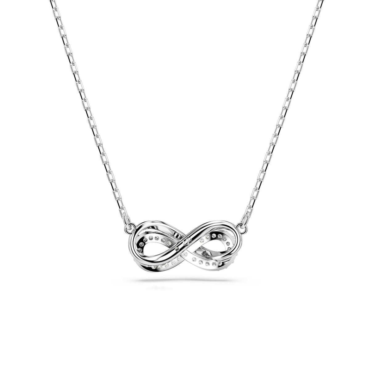 Swarovski Hyperbola pendant, Pavé, Infinity, White, Rhodium plated