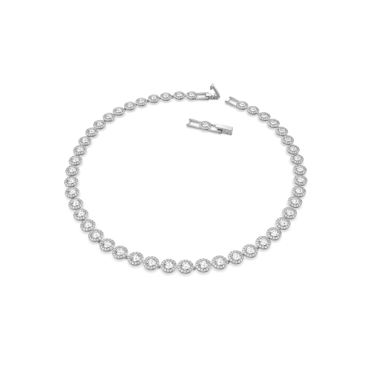 Swarovski Angelic set, Round Cut, White, Rhodium plated
