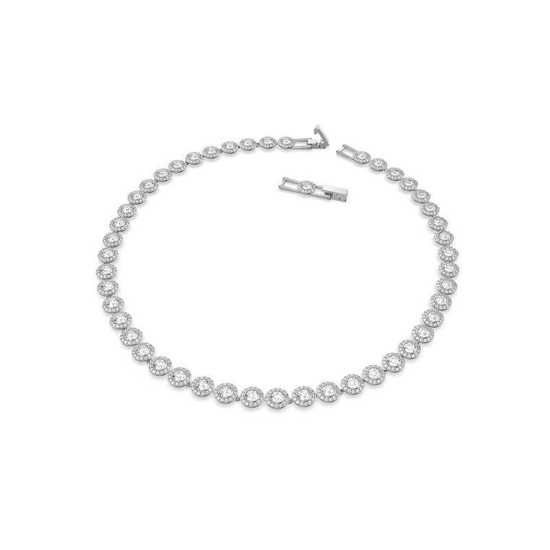 Swarovski Angelic set, Round Cut, White, Rhodium plated