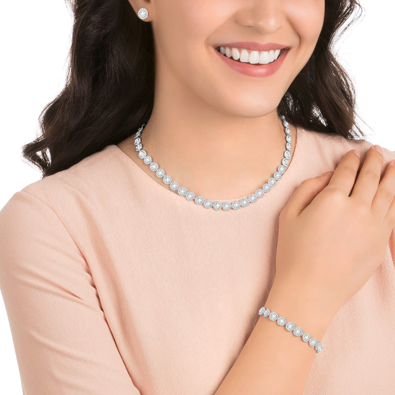 Swarovski Angelic set, Round Cut, White, Rhodium plated