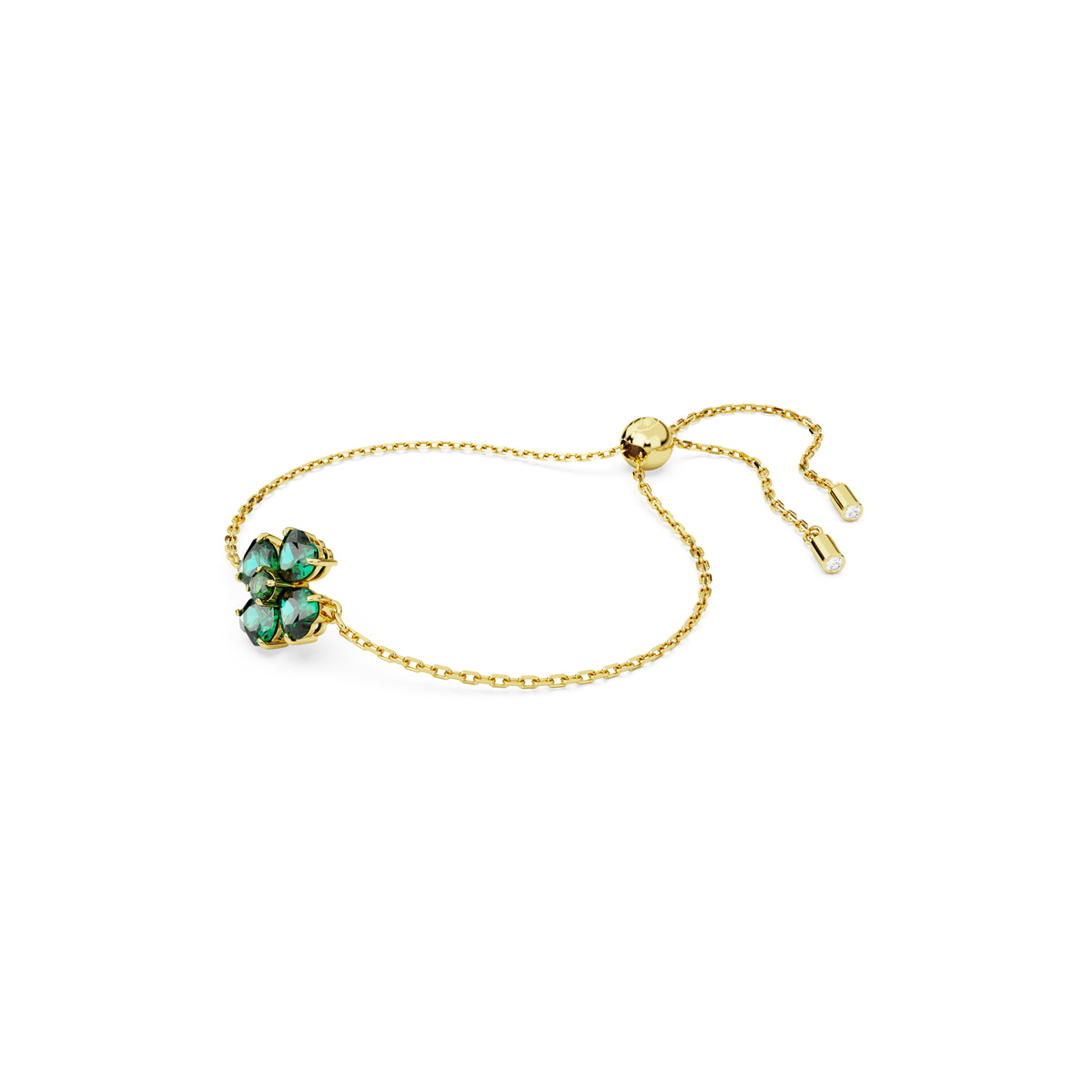 Swarovski Idyllia bracelet, Mixed cuts, Clover, Green, Gold-tone plated
