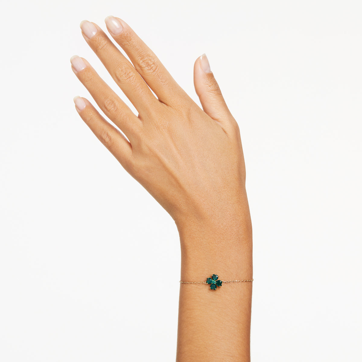 Swarovski Idyllia bracelet, Mixed cuts, Clover, Green, Gold-tone plated