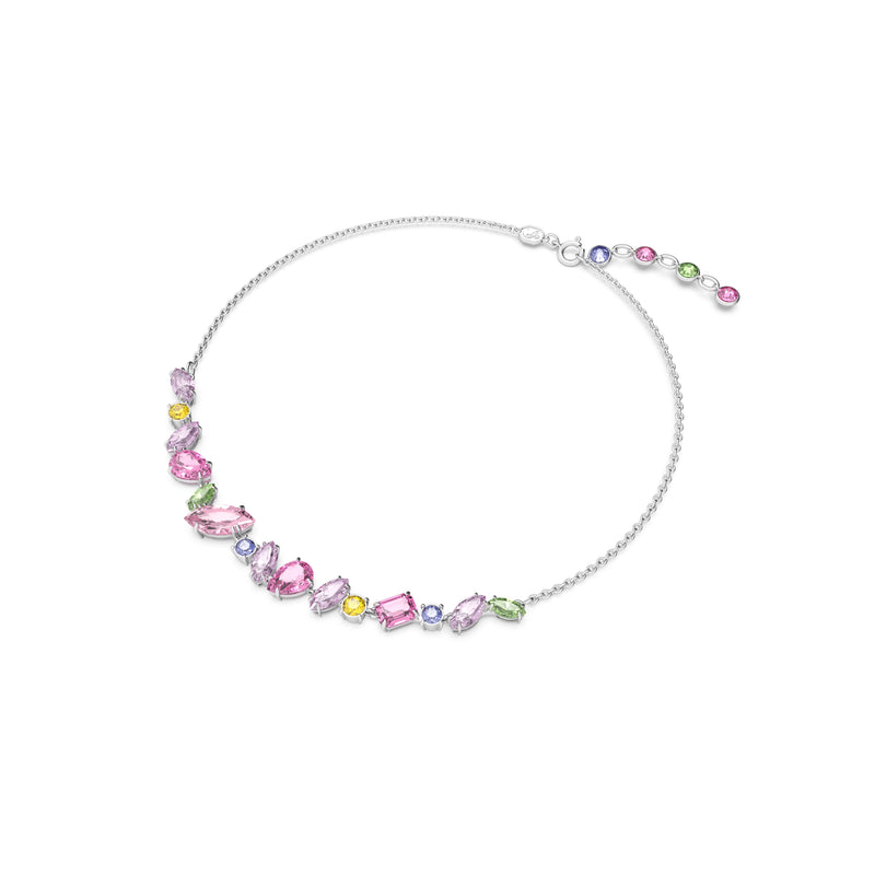 Swarovski Gema necklace, Mixed cuts, Multicoloured, Rhodium plated