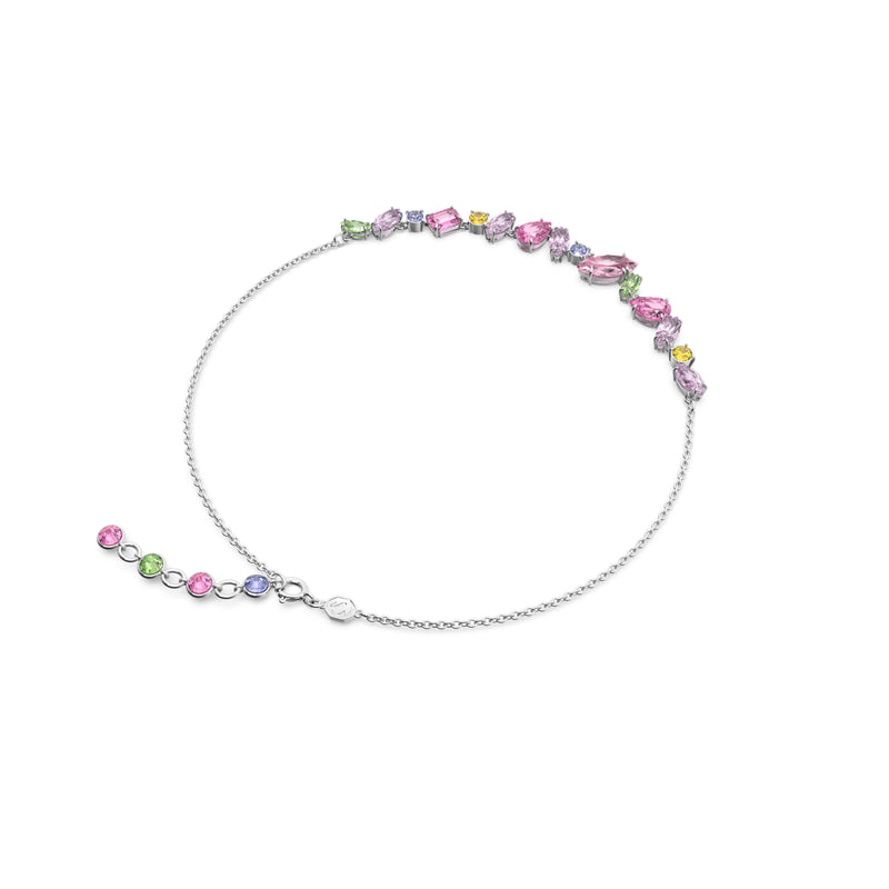 Swarovski Gema necklace, Mixed cuts, Multicoloured, Rhodium plated