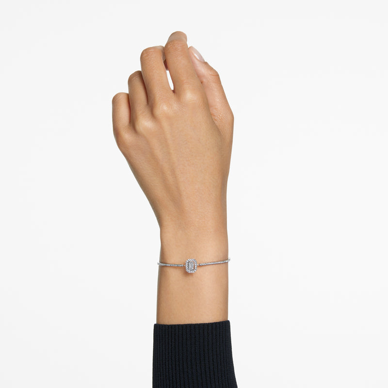 Swarovski Millenia bangle, Octagon cut, Pavé, White, Rhodium plated