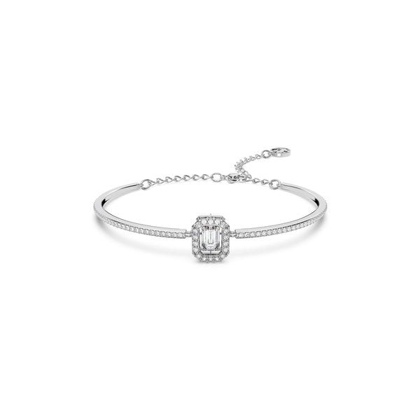 Swarovski Millenia bangle, Octagon cut, Pavé, White, Rhodium plated