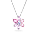 Swarovski Gema pendant, Mixed cuts, Flower, Pink, Rhodium plated