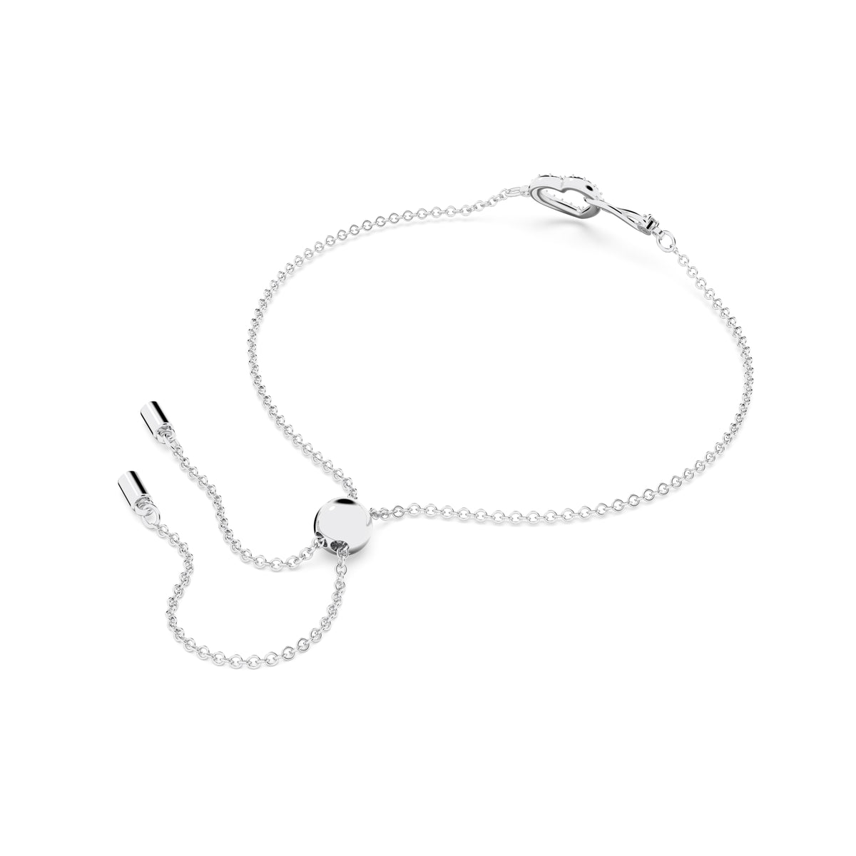 Swarovski Hyperbola bracelet, Infinity and heart, White, Rhodium plated