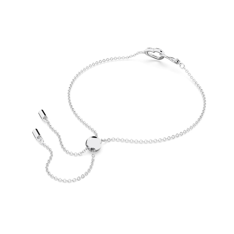 Swarovski Hyperbola bracelet, Infinity and heart, White, Rhodium plated