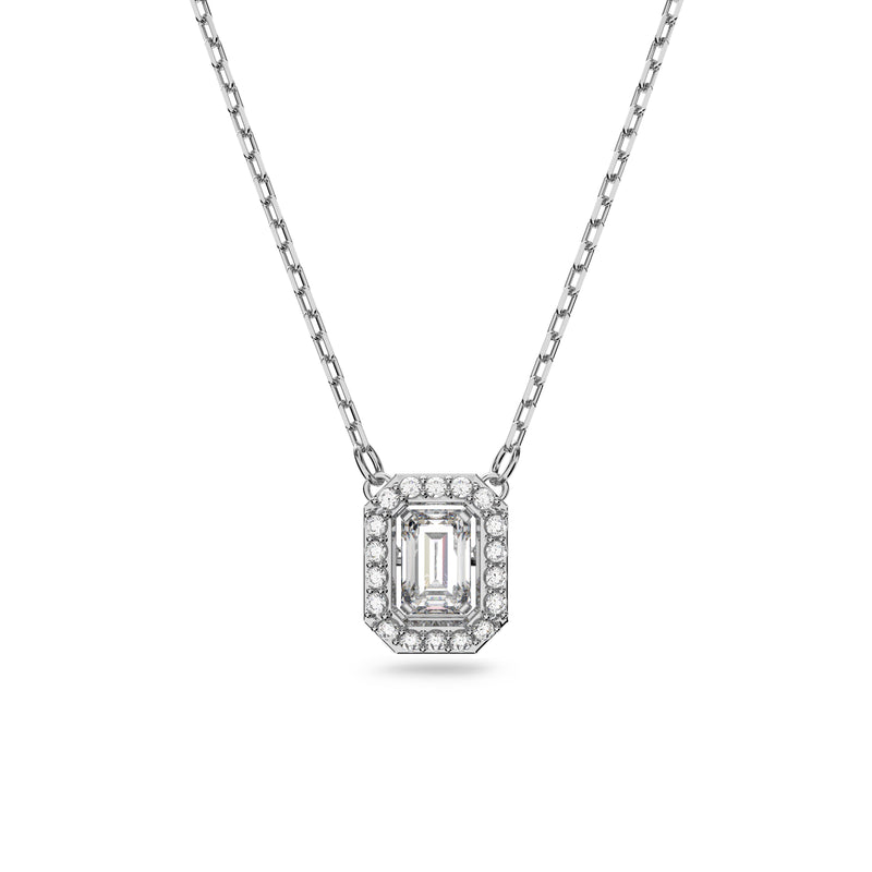 Swarovski Millenia pendant, Octagon cut, White, Rhodium plated