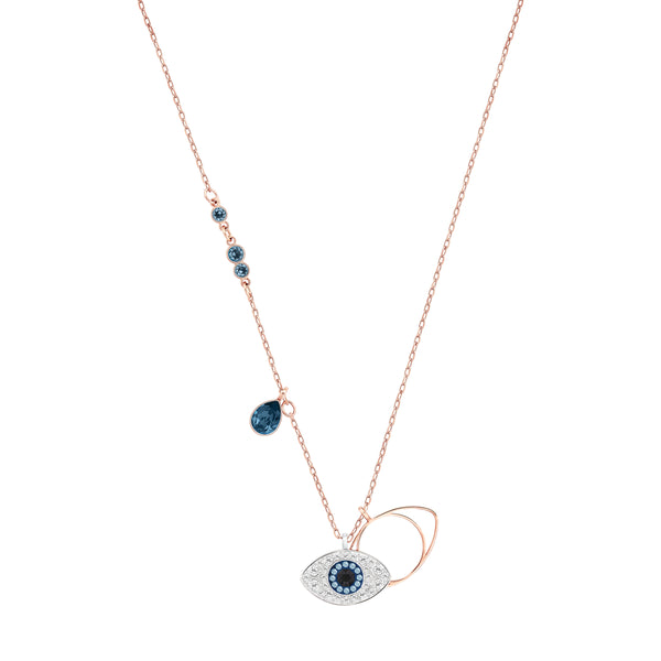 Swarovski Symbolic pendant, Evil eye, Blue, Mixed metal finish