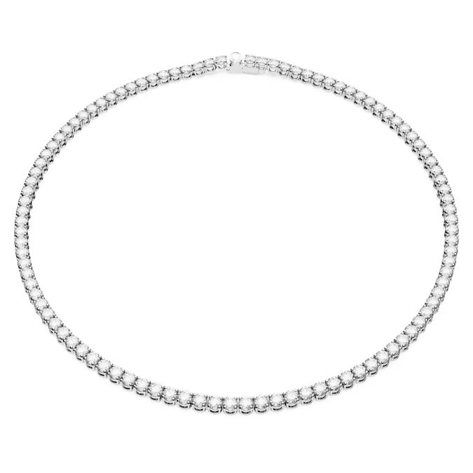 Swarovski Matrix Tennis necklace Large, Round cut, White, Rhodium plated